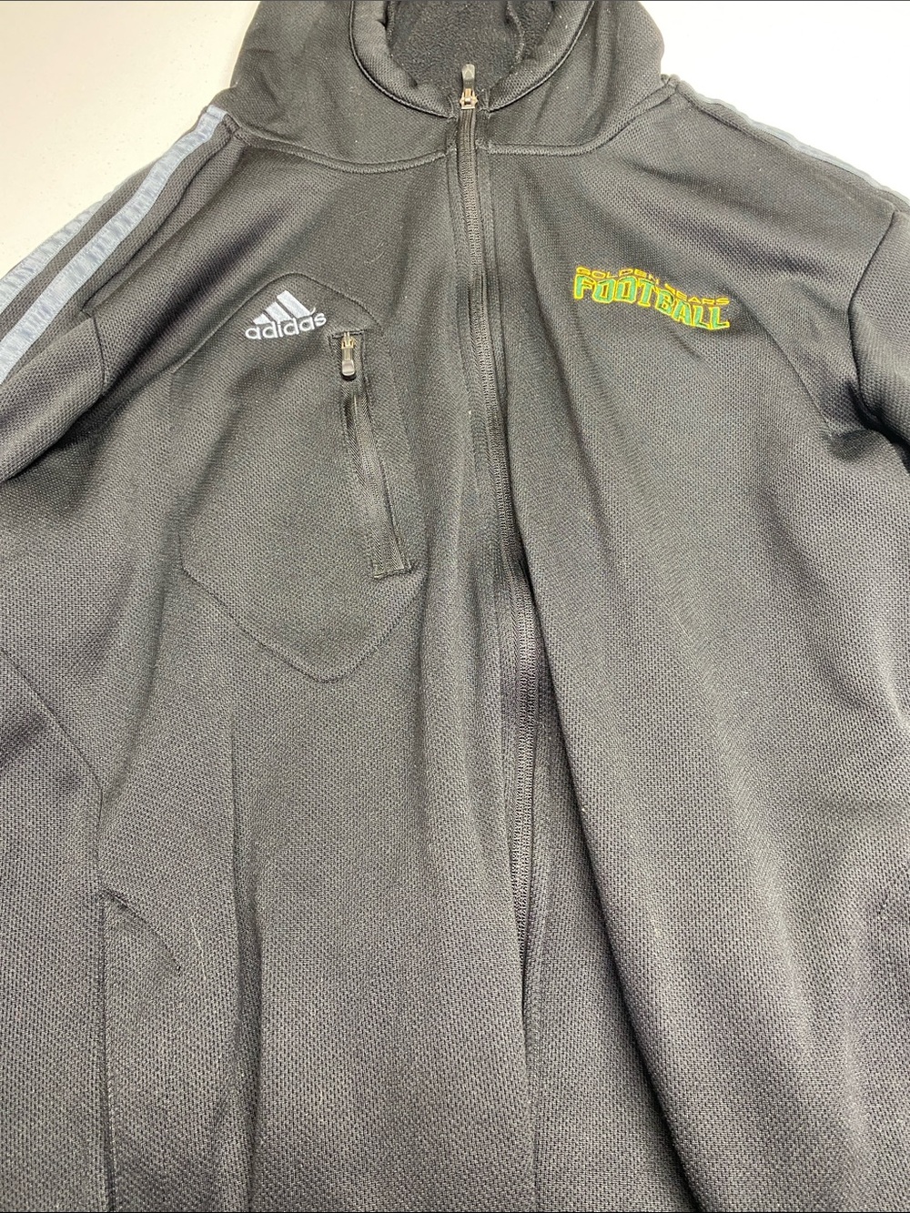 adidas Black Full-Zip Hoodie with Green/Yellow Football Logo